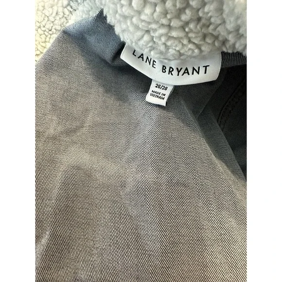 Lane Bryant Midi Denim Jacket Medium Wash Sherpa Women's Plus Size 26/28 H14229 - Picture 7 of 13